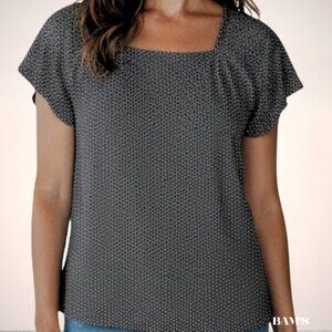 LOFT | Ann Taylor| Black White Micro (Polka) Dot Blouse